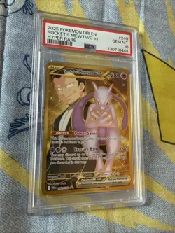 2025 POKEMON DRI EN-DESTINED RIVALS HYPER RARE TEAM ROCKET'S MEWTWO EX PSA 10 - Image 3