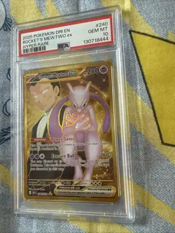 2025 POKEMON DRI EN-DESTINED RIVALS HYPER RARE TEAM ROCKET'S MEWTWO EX PSA 10 - Image 4