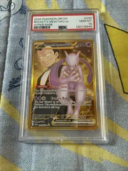 2025 POKEMON DRI EN-DESTINED RIVALS HYPER RARE TEAM ROCKET'S MEWTWO EX PSA 10 - Image 5