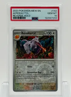 Aerodactyl Pokemon (2023) Mew EN-151 #142 - Rare Reverse Holo PSA 10 - Image 1