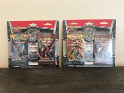 Pokemon TCG: Sun & Moon Base & Crimson Invasion 2 Pack Blister W/pin X2 New - Image 1