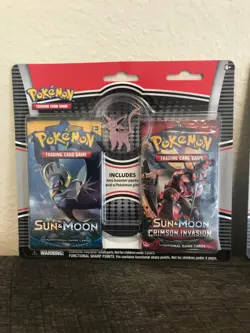 Pokemon TCG: Sun & Moon Base & Crimson Invasion 2 Pack Blister W/pin X2 New - Image 2