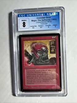 MTG Beta Ironclaw Orcs CGC 8 Quad++ NM/Mint (with sub grades) 1993 - Image 1