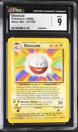 Electrode 21/102 Based Unlimited Pokemon 1999 CGC 9 MINT - Image 1