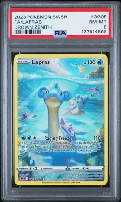 2023 POKEMON SWSH FA/LAPRAS CROWN ZENITH #GG05 PSA 8 - Image 1