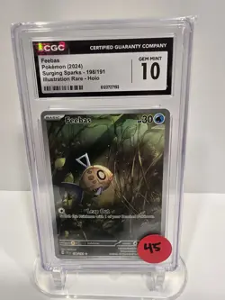 Pokemon CGC Gem Mint 10 - 2024 Surging Sparks Feebas Illustration Rare #220 - Image 1
