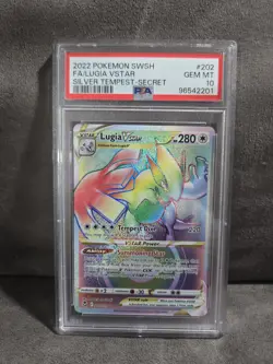 Pokemon 2022 Silver Tempest Lugia VSTAR Rainbow Rare 202/195 PSA 10 - Image 1