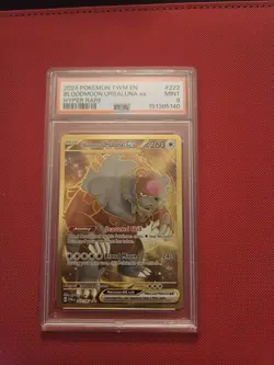 PSA 9 2024 Pokemon TWM en Bloodmoon Ursaluna EX Hyper Rare Card #222 PSA Mint 9 - Image 1