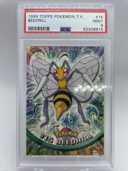 1999 Pokemon Topps TV Animation Series 1 #15 Beedrill PSA 9 MINT - Image 1