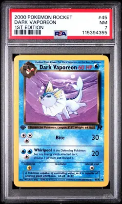 2000 Pokemon Rocket Dark Vaporeon 1st Edition PSA 7 - Image 1