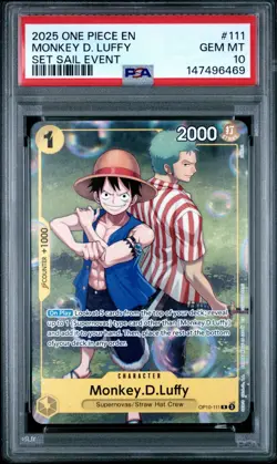 2025 ONE PIECE SET LEARN TOGETHER SAIL EVENT PROMO #111 MONKEY D LUFFY PSA 10 - Image 1