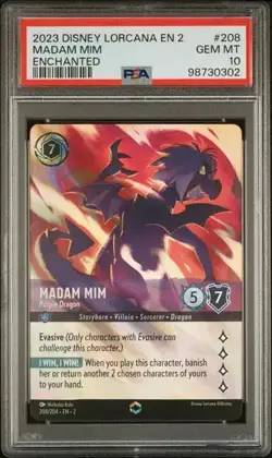 2023 DISNEY LORCANA EN 2-RISE OF THE FLOODBORN 208 MADAM MIM - PURPLE DRAGON ENC - Image 1