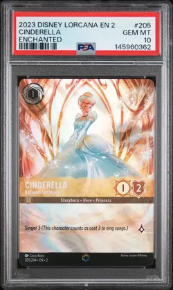 2023 Disney Lorcana EN 2-Rise Of The Floodborn Cinderella PSA 10 #205 - Image 1