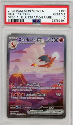 2023 Pokemon Mew EN 151 Charizard ex Special Illustration Rare #199 PSA 10 Gem - Image 1