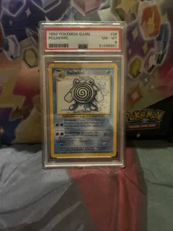 1999 Pokemon Base Set Unlimited #38 Poliwhirl PSA 8 - Image 1