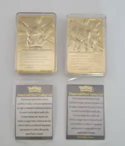 Pokemon 1999 Gold Plated 23K Pikachu & Poliwhirl Trading Card Burger King Promo - Image 2