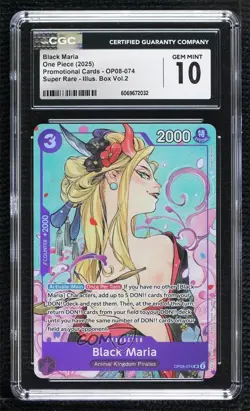 2022 One Piece Card Game: Promos English Black Maria #OP08-074 CGC 10 Gem Mint - Image 1