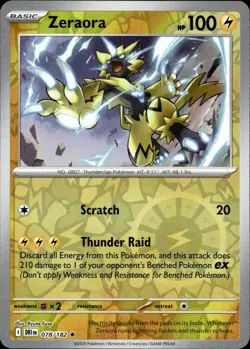 ZERAORA 078/182 RARE DESTINED RIVALS POKEMON REVERSE HOLO NM - Image 1