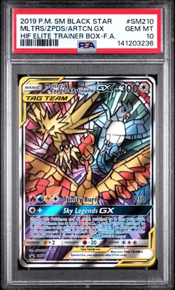2019 POKEMON SM BLACK STAR PROMO FULL ART/MOLTRES & ZAPDOS & ARTICUNO GX PSA 10 - Image 1