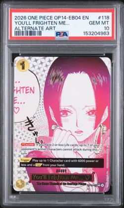 2026 One Piece OP14 EB04 EN You'll Frighten Me Alternate Art 118 PSA 10 GEM MINT - Image 1