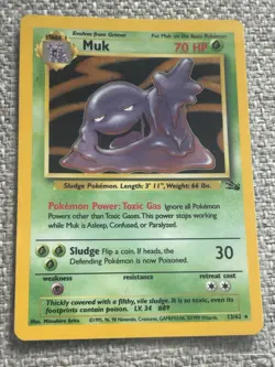 Pokemon TCG Muk Fossil Holo Rare Card 13/62 - Image 1