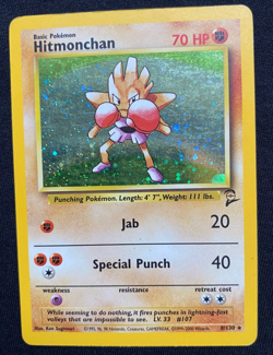 Pokemon Card Hitmonchan 8/130 Base Set 2 Holo Rare WOTC (LP/MP) - Image 1