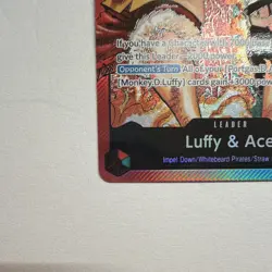 Bandai One Piece Card Game Luffy & Ace Leader ST30-001 Holo English. IN HAND - Image 5