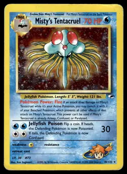 Misty's Tentacruel 10/132 Holo Rare Gym Heroes Pokemon Heavily Played - Image 1