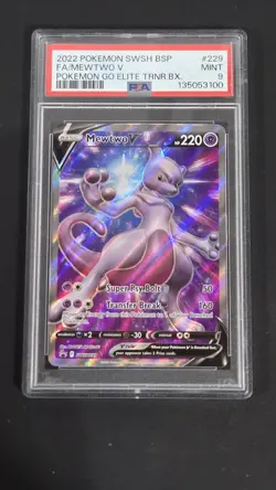 PSA 9 Mewtwo V SWSH229 Blackstar Promo Pokemon 2022 - Image 1