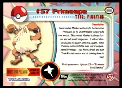 1999 Topps Pokemon #57 Primeape - Image 2