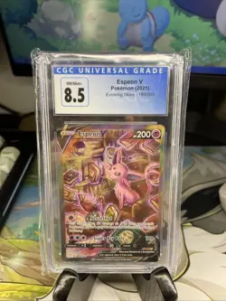 Pokemon Evolving Skies Alt Art Full Holo Ultra Rare Espeon v #180 CGC 8.5 - Image 1