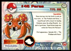 1999 Topps Pokemon #46 Paras - Image 2