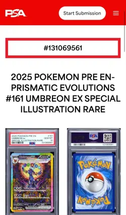 2025 POKEMON PRISMATIC EVOLUTIONS SPECIAL ILLUSTRATION RARE UMBREON EX PSA 10 - Image 2