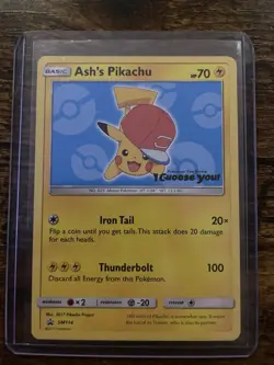 NM Pokemon ASH'S PIKACHU Card BLACK STAR PROMO Set SM114 I Choose You Movie#1 - Image 1