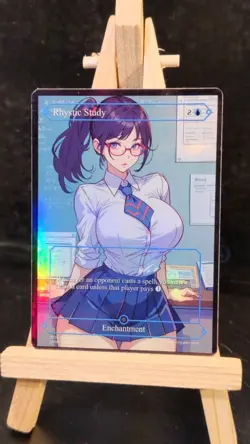 MTG Rhystic Study Fanart Borderless Style Card EDH Playtest Commander - Image 1