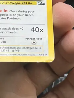 Dragonite Holo Rare 4/62 Pokemon Fossil Unlimited WOTC English HP - Image 4