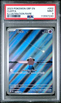 2023 POKEMON OBF EN-OBSIDIAN FLAMES ILLUSTRATION RARE #202 CLEFFA PSA 9 - Image 1