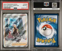 2023 POKEMON SWORD & SHIELD CROWN ZENITH #GG60 FULL ART CYNTHIA'S AMBITION PSA 8 - Image 2