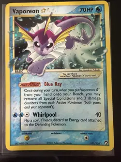 Pokemon Power Keepers Vaporeon 102/108 [Gold Star] - Power Keepers HP - Image 1