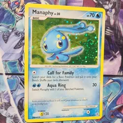 Pokemon Manaphy Diamond & Pearl Holo Rare Basic 70 HP 9/130 2007 Swirl 🌀 - Image 1