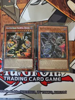 YUGIOH RED-EYES METAL CLAWS DRAGON ALIN SUPER + BLACK FULLMETAL DRAGON STARLIGHT - Image 1