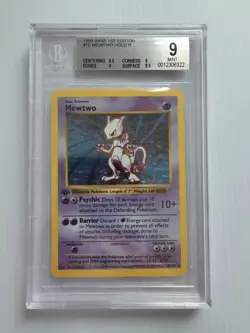 1999 Pokemon 1st Edition Base Set Shadowless Holo Mewtwo #10 BGS 9 MINT - Image 1