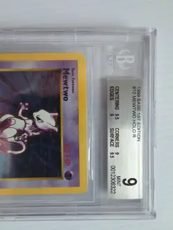 1999 Pokemon 1st Edition Base Set Shadowless Holo Mewtwo #10 BGS 9 MINT - Image 3