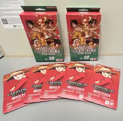 Bandai One Piece Card Game ST-30 Starter Deck EX Luffy/Ace & 5 booster Pack Lot - Image 1