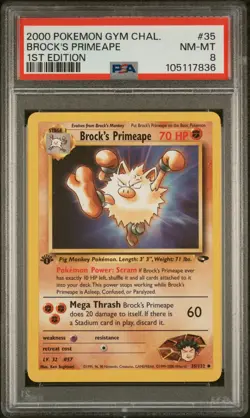 2000 POKEMON GYM CHALLENGE 1ST EDITION #35 BROCK'S PRIMEAPE PSA 8 - Image 1