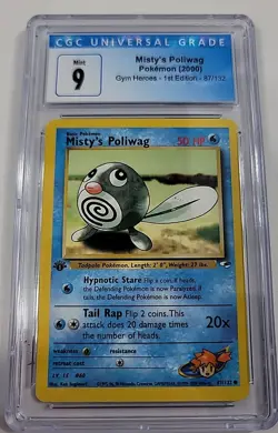 2000 Pokemon TCG Misty's Poliwag Gym Heroes 87/132 Regular 1st Edition -CGC 9- - Image 1