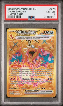 CHARIZARD EX 2023 POKEMON OBF EN-OBSIDIAN FLAMES #228 HYPER RARE PSA 8 - Image 1
