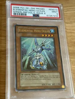 Yugioh Elemental Hero Ocean JUMP-EN013 Ultra Rare PSA 9 Mint - Image 1