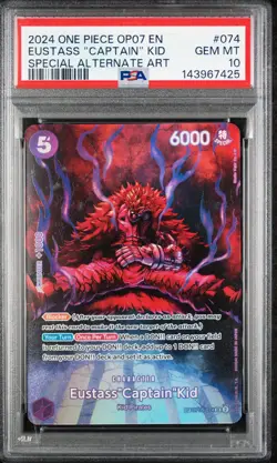 Eustass "Captain" Kid PSA 10 - One Piece OP07 074 English Foil 2024 - Image 1