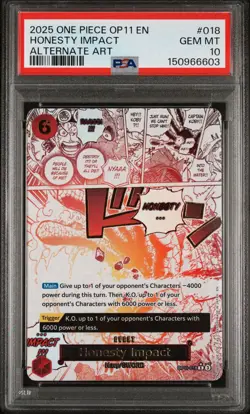 2025 ONE PIECE OP11-A FIST OF DIVINE SPEED ALTERNATE ART HONESTY IMPACT PSA 10 - Image 1